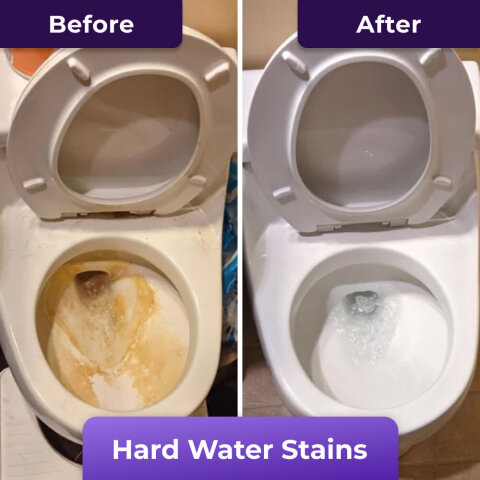 Before and after FizzClean - Yellow stains